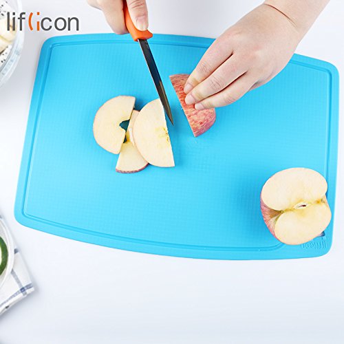 Liflicon [Koch-Experte]Premium Lebensmittelqualität Silikon Schneidebrett,BPA Frei Flexible rutschfeste antimikrobielle dicke Hitzebeständigkeit.Farbe[Blau] - 8