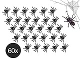 60x Spinnen Spinne als Grusel Deko Dekospinnen Dekoration Halloween für Tischdeko, Spinnennetz Spinnenweben weiß