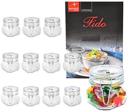 6er Set Einmachglas Bügelverschluss Original Fido 0,5L incl. Bormioli Rezeptheft