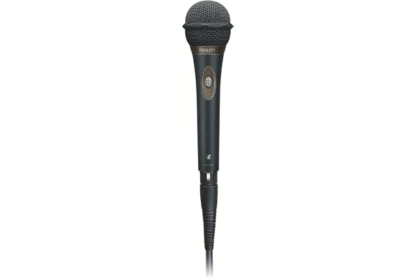 Philips SBCMD650 Microphone , Filaire Anti, Choc avec amélioration du Son , Atténuation de résonance , Câble 5m , Noir
