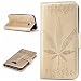 Produktbild Lonchee Samsung Galaxy A5 2017 A520 (5,2 Zoll) Wallet Tasche Brieftasche Schutzhülle , Ahornblatt geprägtes Muster Design Hochwertige PU Leder Folio Tasche Case Hülle im Bookstyle mit Standfunktion Kredit Kartenfächer (Gold)