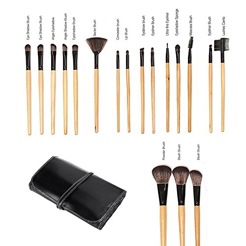 Newrora 18 Stücke Make-up Pinsel Set Professionelle Lidschatten Eyeliner Gesicht Pulver Blush Bürsten mit Tasche und Tasche - 2