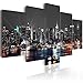 Produktbild 5.09 5 Panels New York Große Leinwand Ölgemälde Kunstwanddekor Zuhause New York Beautiful Nachtsichtölgemälde Auf Leinwand
