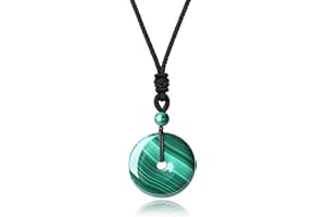 COAI Adjustable Cord Round Donut Stone Pendant Necklace