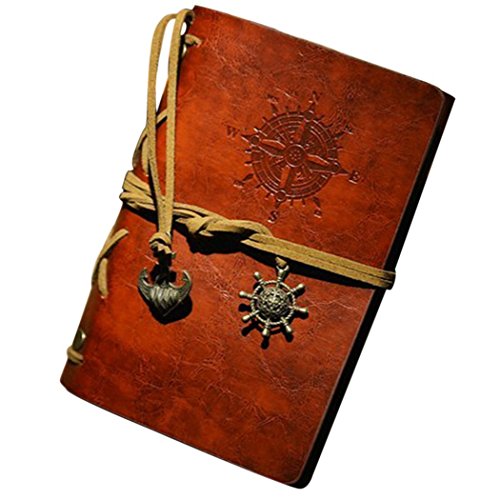 Tinksky Vintage Notizbuch klassische PU Leder Cover Journal Notebook Retro Spirale Ringbuch Tagebuch - 9