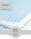Ely ist & Co Stubenwagen-Bettlaken-Set 2 Stück 100% Jersey Baumwolle für Baby Girl – Grau chevron und Polka Dot - 2