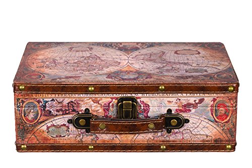 Truhe Kiste KD 1288 Koffer , Kofferset , Holztruhe mit edlem Leder bezogen im Vintage Look, Schatzkiste,Kiste, Piratenkiste, Kleinmöbel, Mit Metallbeschlägen, Antikoptik, Holz, verschieden Größen, Maritim, Deko, Hochwertig, Kolonialtruhe, Kolonialstil, Holzbox, Truhe mit Ornamenten (Größe L ( 31cm B x 20cm T x 10cm H )) - 3