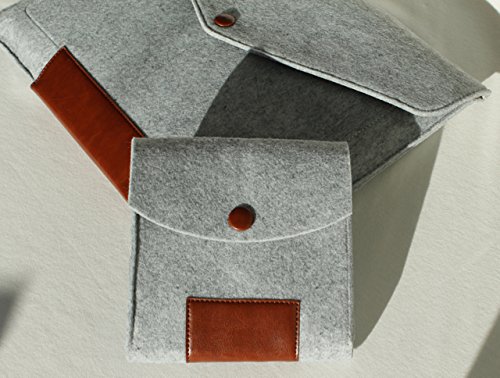 Laptophülle Sleeve Tasche 13 Zoll für MacBook Pro, Retina, Air oder ähnlichen Notebooks mit den Außenmaßen 33 x 23 x 3 cm in hellgrauem Filz - 6