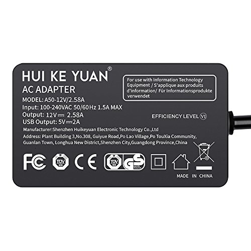 [TUV GS LISTED] HUIKEYUAN 12V 2.58A Netzteil Ladegerät Ladekabel AC Adapter für Microsoft Surface Pro 3 & Microsoft Surface Pro 4 i5 i7 Tablet Model 1625 mit 5V 2A USB für USB Enable Geräte, Handys und Tablets (EU-Kabel enthalten) - 3