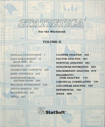 STATISTICA FOR THE MACINTOSH VOLUME II