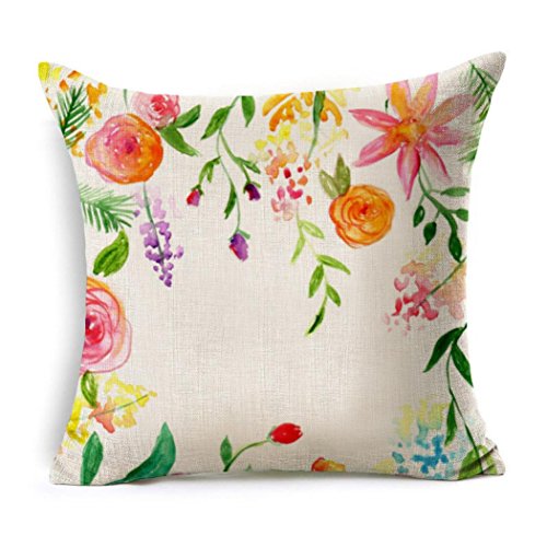 Fundas de Cojines Vovotrade Funda de almohada cuadrada de flores de flores 45cm x 45cm (D)