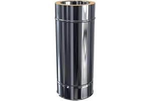 SCHORNSTEIN-ZENTRALLAGER Edelstahlschornstein Längenelement 500 mm DW 150 doppelwandig inkl. Klemmband