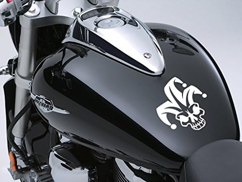 SKULL JOKER Motorbike Fuel Tank Sticker Car Decal 100mm x 115mm - White