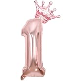 Rose Gold 1 Rakam Folyo Ve Kral Tacı Folyo Balon