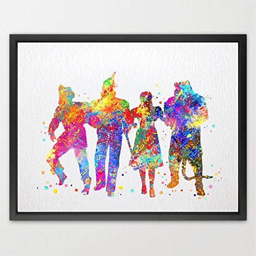 Dignovel Studios A4 Wizard of OZ Multicolored watercolour illustration Art Print nursery Kids Art Home Decor Movie Poster Movie Fan Art Birthday Gift Giclee N343-Unframed