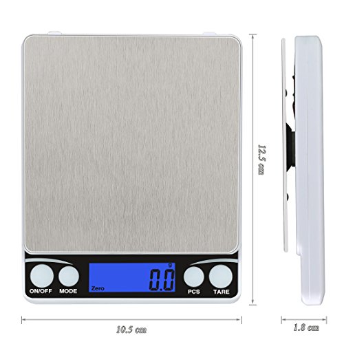 BOJIN Digitale Briefwaage Küchenwaage 0.1g-2kg Eigengewichtfunktion & Zählenfunktion Elektronische Wagge für Genauigkeit - 3