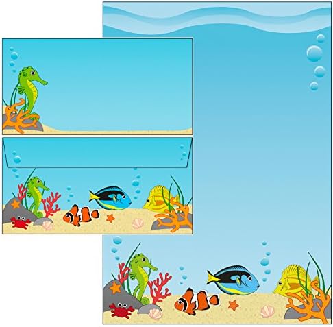 Underwater World - 25 Sheets Writing Paper incl. 25 Pieces envelopes Design 51115+61115