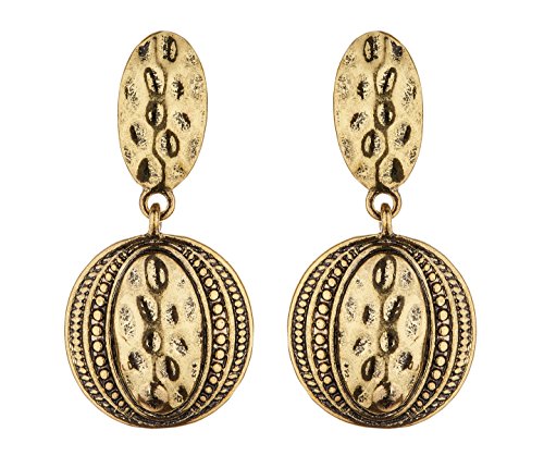 Boucles d'oreilles clips - Design aztèque plaqué or antique - Brasen G par Bello London