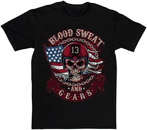 Mens Blood Sweat &amp; Gears Motorcycle Biker T-shirt
