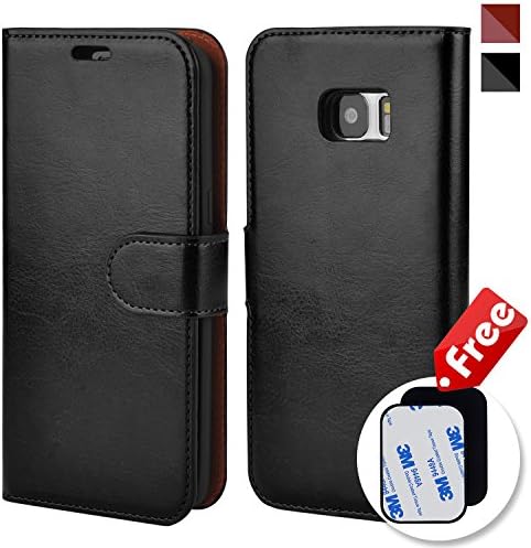 Galaxy S7 Edge plus Case, HZRICH PU Leather Flip Wallet Case, Detachable Slim Cover[Magnetic Closure][Card Slots] Folio Leather Mobile Phone Wallet holder Case, for Galaxy S7 Edge -5.5 inch thin-Black