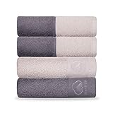 Die perfekten Handtuchgrößen für die ganze Familie --- Die Sets enthalten 2 Badetücher mit den Maßen 70 x 140 cm und 4 Handtücher mit den Maßen 50 x 100 cm, mit einem Gewicht von 500 Gramm pro Quadratmeter. Unsere exquisiten Badezimmerhandtuchsets bekommen Sie in 3 schönen Farbvarianten.