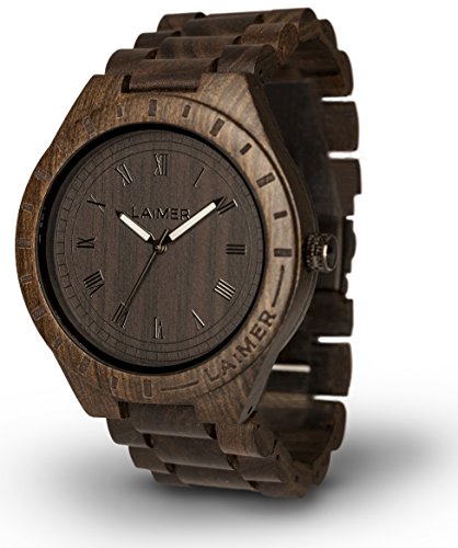 LAiMER Holzuhr BLACK EDITION - Herren Armbanduhr aus 100% Sandelholz fr einzigartigen Tragekomfort und Lifestyle - natrlich, federleicht, Sdtirol - ein Meisterstck Natur