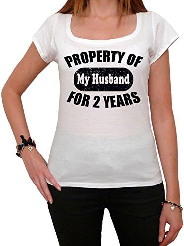 Property of My Husband for 2 Years Women's Short Sleeve Rounded Neck White T-shirt