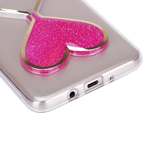 Galaxy J5 2016 Hülle,ikasus® Crystal Clear Flüssig Hülle Schutz Handy Case Hülle für Samsung Galaxy J5 (2016) J510F (5,2 Zoll) Transparent Durchsichtige Handytasche Glitter Glänzend Bling Glitzer Flowing Liquid Floating Hourglasses Liebe Herz Fließen Flüssig Flüssigkeit Handyhülle Handy Hülle Case Tasche Crystal Case Durchsichtig Schutzhülle Etui Bumper Schale Etui Protective Case Cover – Crystal Flüssigkeit Schutzhülle Cover in Liebe Herz Sanduhr Hot Pink - 4