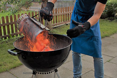 Designer Edel Grillhandschuhe, Ofenhandschuhe, 30 cm lang, mit EN407 Zertifikat, Premium Qualität, bis 350°C, 1 Paar Fingerhandschuhe, verwendbar als Topfhandschuhe, Schutzhandschuhe. - 2