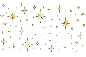 TROYSINC 82 Stück Wandtattoo, Spiegel Acryl Wandaufkleber, 3D Stern Wandsticker Wandbilder Wanddeko für Kinderzimmer Wohnzimmer Schlafzimmer (Gold)