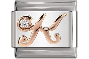 Italian Charms Rose Gold Letter A-Z Charm Link fits all 9mm Bracelet - UK stock