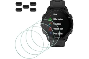 MTHGH Protection Écran pour Garmin Forerunner 955/955 Solar Smartwatch Verre Trempé [4 pièces] + Bouchons anti-poussière 5 pièces, Protecteur d'écran Dureté 9H Anti-rayures Sans bulles Ultra Mince