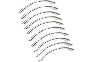 MARGUERASW Poignée de Meuble Cuisine en Acier Inoxydable - Lot de 10 en Nickel Brossé pour Porte et Cuisine - Entraxe 128mm