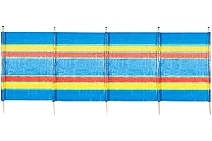 BONAFIDE Multi-Coloured Wind Breaks, 4 5 6 8 10 Wooden Pole Wind Breakers For Beach, Unique Camping Windbreaker, Caravan Windbreakers, Privacy Screen Wind Breakers Camping