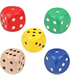 ULTECHNOVO Dé En Bois Massif 50 Mm – Grand Dé 6 Faces Naturel – Coins Arrondis