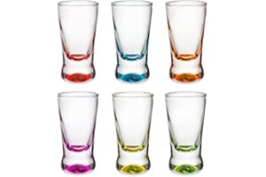 Alcohol Cage Verres COLOR QUICK SHOT Ensemble de Verres à Shot, Vodka, Liqueur - Stables Grâce à Base Épaisse - Lavables en Lave-Vaisselle - Verres Colorés - Capacité 25 ml - 6 pcs