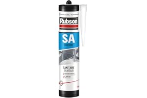 Rubson SA Mastic Sanitaire Translucide, Mastic silicone acétique contenant des antifongiques puissants, Joint sanitaire étanche pour tous matériaux émaillés, translucide, 300 ml