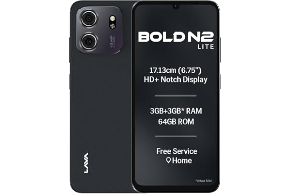 Lava Bold N2 Lite (Nilgiri Blue, 3 GB RAM, 64 GB Storage) | 6.75" HD+ Display | 13MP AI Dual Rear Camera | 5000 mAh Battery |