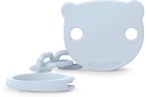 Suavinex, portaciuccio, catenella ciuccio bebè, clip con pinza, piastra a forma di orsetto. Per Neonati +0 Mesi, Adatto a Neonati, Wild&Free Blu