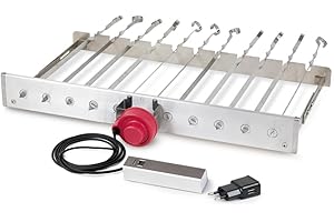 ZARENHOFF elektrischer Spießdreher, Grillmaster mit 11 Edelstahl Drehspieß, Grillaufsatz mit USB Motor, BBQ Grill, Mangal, Schaschlik, Spieße