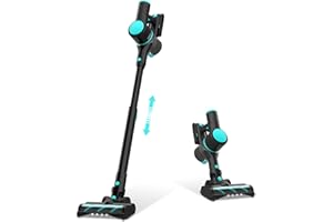 WOWGO Aspirateur sans Fil 30KPa,Léger,Moteur 250W sans Balais, 45mins,Batterie Amovible,Support Mural, Aspirateur Balai sans Fil sans Sac pour Poils d'animaux,Tapis,Sol Dur