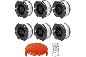 E-RFSEY A6481 A6485 Spulen für Black and Decker Rasentrimmer, Satz mit 6 Spulen, 1 Abdeckung und 1 Feder