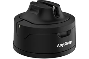AnySharp Evo Aiguiseur de Couteaux, Sécurité Mains Libres, Ventouse PowerGrip, Aiguise en Toute Sécurité Tous les Couteaux de Cuisine, Idéal pour l'Acier Trempé & Dentelé, Le Meilleur au Monde, Noir