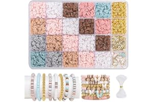 Minnhua 3205 Pezzi Perline Piatte 6mm per Braccialetti e Bigiotteria fai da te - Kit Heishi per Gioielli, Collane e Argilla