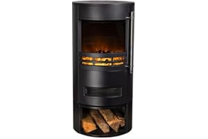 ‎EUROM Eurom Elektrischer Kaminofen Orsa, 2.000 W 363487 (Kaminofen) Leistung max.: 2000 W/Leistungsstufen: 2/Gehäusematerial: Aluminium, Glas/Abmessung: 420 x 420 x 850 mm/Kabellänge: 1,5 m