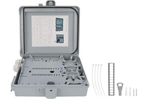 TICFOX Waterproof Optical Cable Junction Box Fiber Optical Terminal Box 12 Core FTTH Fiber Optic Distribution Enclosure IP65 for Indoor and Outdoor Electrics