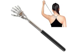 TRIXES Czarny drapak do pleców, wysuwany uchwyt teleskopowy, dłoń szkieletu ze stali nierdzewnej