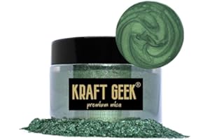KRAFT GEEK Premium Emerald Green Mica Powder 50g. Powder Dye for Epoxy Resin Pigment Natural Soap Colouring, Candle, Slime, Bath Bombs, Makeup, Nail, Fabric dye, Wax Melts etc.