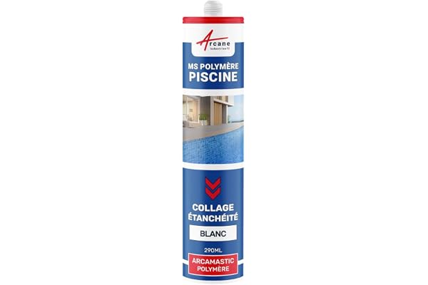 Mastic piscine, colle et étanchéité, pvc, carrelage - 290 ml x 1 Blanc - ARCANE INDUSTRIES