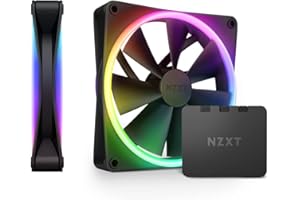 ‎NZXT NZXT F140 RGB Duo Twin Pack - 2 dwustronne wentylatory 140 mm z kontrolerem – 20 indywidualnie adresowalnych diod LED – Zrównoważony przepływ powietrza i ciśnienie statyczne – czarny